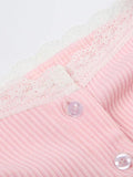 Stetnode Puff Sleeve Pink Slim Short Sleeve Knits