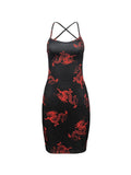 Stetnode Dragon Print Backless Bodycon Mini Dresses