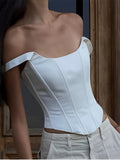 Stetnode 2024 New Fahion Spring Outfit Ivory Glow Tied Crop Corset Top