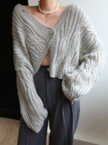 Stetnode 2024 New Fashion Spring Outfit Cable Knit Crop Cardigan