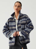 Stetnode 2024 New Fashion Spring Outfit Plaid Fuzzy Jacket