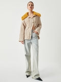 Stetnode 2024 New Fashion Spring Outfit Patchwork Fuzzy Collar Oversized Knit Cardigan