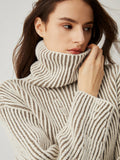 Stetnode 2024 New Fashion Spring Outfit Turtleneck Striped Knit Sweater