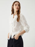 Stetnode 2024 New Fashion Spring Outfit Cotton Ruffle Eyelet Blouse