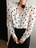 Stetnode 2024 New Fashion Spring Outfit Sheer Polka Dot Blouse