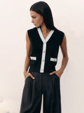 Stetnode 2024 New Fashion Spring Outfit V-Neck Solid Button Knitted Vest