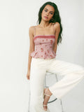 Stetnode 2024 New Fahion Spring Outfit Floral Lace Trim Cami Top