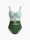 Stetnode 2024 New Fahion Spring Outfit Maillard Metal Detail One Piece Swimsuit