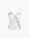 Stetnode 2024 New Fashion Spring Outfit Satin Tie-Front Cami Top