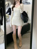 Stetnode summer dress spring outfit Calynda Knitted Lace Mini Dress