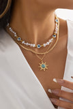 Stetnode Color-blocked Eye Pearl Pendant Necklace Set