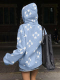 Stetnode Oversized Star Print Zip Up Hoodie