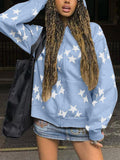 Stetnode Oversized Star Print Zip Up Hoodie