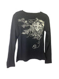 Stetnode Cross Printed Black Long Sleeve Top