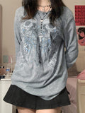 Stetnode Cross Skull Printed Long Sleeve Top