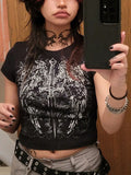 Stetnode Grungy Sword Black Crop Top