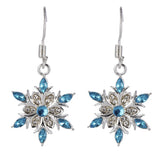 Stetnode New Elegant Blue Rhinestone Snowflake Drop Earring for Women Fashion Crystal Zircon Dangle Earring Christmas Jewelry Accessories