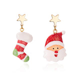 Stetnode Creative Kawaii Bear Santa Claus Deer Asymmetric Earrings For Women Cute Snowman Baby Earrings Christmas Jewelry New Year Gifts