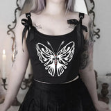 Stetnode Harajuku Grunge Corset Crop Top Lace Trim Sleeveless Tank Top E-girl Gothic Black Emo Alt Clothes y2k Punk Vest Women Streetwear