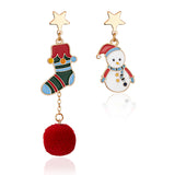 Stetnode Creative Kawaii Bear Santa Claus Deer Asymmetric Earrings For Women Cute Snowman Baby Earrings Christmas Jewelry New Year Gifts