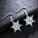 Stetnode New Elegant Blue Rhinestone Snowflake Drop Earring for Women Fashion Crystal Zircon Dangle Earring Christmas Jewelry Accessories