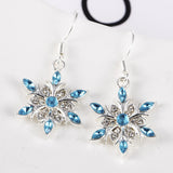 Stetnode New Elegant Blue Rhinestone Snowflake Drop Earring for Women Fashion Crystal Zircon Dangle Earring Christmas Jewelry Accessories