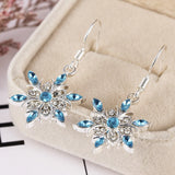 Stetnode New Elegant Blue Rhinestone Snowflake Drop Earring for Women Fashion Crystal Zircon Dangle Earring Christmas Jewelry Accessories