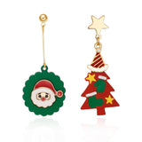 Stetnode Creative Kawaii Bear Santa Claus Deer Asymmetric Earrings For Women Cute Snowman Baby Earrings Christmas Jewelry New Year Gifts