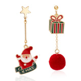 Stetnode Creative Kawaii Bear Santa Claus Deer Asymmetric Earrings For Women Cute Snowman Baby Earrings Christmas Jewelry New Year Gifts