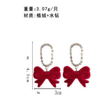 Stetnode Christmas Red Bow Drop Earring For Women Temperament Heart Flocking Bowknot Christmas Earring Girls New Year Festival Jewelry