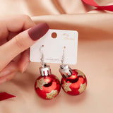 Stetnode Creative Christmas Resin Ball Ear Hook Earrings For Women Star Snowflake Shiny Sequins Round Ball Dangle Earring Xmas Jewelry