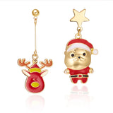 Stetnode Creative Kawaii Bear Santa Claus Deer Asymmetric Earrings For Women Cute Snowman Baby Earrings Christmas Jewelry New Year Gifts