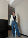 Stetnode back to school spring outfit Clara Blue Baggy Multi Pocket Denim Jeans Pants