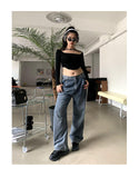 Stetnode back to school spring outfit Delila Blue Baggy Loose Denim Jeans Pants