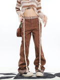 Stetnode back to school spring outfit Araceli Solid Color Straight Leg Patchwork Long Denim Jeans Pants