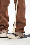 Stetnode back to school spring outfit Araceli Solid Color Straight Leg Patchwork Long Denim Jeans Pants