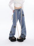 Stetnode back to school spring outfit Twinkle Stars Patchwork Denim Long Jeans Pants