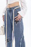 Stetnode back to school spring outfit Twinkle Stars Patchwork Denim Long Jeans Pants