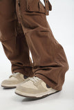 Stetnode back to school spring outfit Isabelle Solid Color Multi Pocket Straps Cargo Denim Jeans Pants