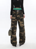 Stetnode back to school spring outfit Alissa Army Green Camouflage Straight Leg High Waist Cargo Pants