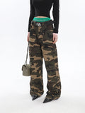 Stetnode back to school spring outfit Alissa Army Green Camouflage Straight Leg High Waist Cargo Pants