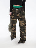 Stetnode back to school spring outfit Alissa Army Green Camouflage Straight Leg High Waist Cargo Pants