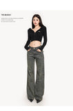 Stetnode back to school spring outfit Moona Washed Vintage Denim Grey Straight Leg High Waist Jeans Pants