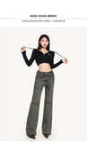 Stetnode back to school spring outfit Moona Washed Vintage Denim Grey Straight Leg High Waist Jeans Pants