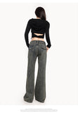 Stetnode back to school spring outfit Moona Washed Vintage Denim Grey Straight Leg High Waist Jeans Pants