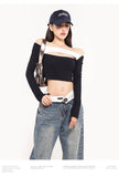 Stetnode back to school spring outfit Zhou Vintage Denim Blue Wide-leg High Waist Lapel Fold Straight Leg Jeans Pants