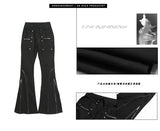 Stetnode back to school spring outfit Eline Solid Color Black Metal Multi-Zipper Slim Flared High Waist Pants