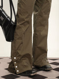 Stetnode back to school spring outfit Keen Solid Color Multi-pocket Zippered Concealed Buckle Split Cargo Pants