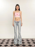 Stetnode back to school spring outfit Jen Denim Blue Washed Vintage Slim Gradient Micro Flared Jeans Pants