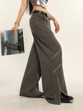 Stetnode back to school spring outfit China Solid Color Cut Out Multi-Zipper Straight Wide Leg Pants